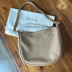 Aallyn LEATHER MARLEY HOBO crossbody purse bag biscotti tan with gold hardware